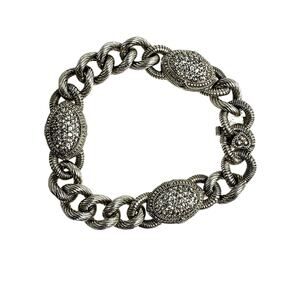 Judith Ripka Sterling Silver White Sapphire Paved Link Bracelet Couture